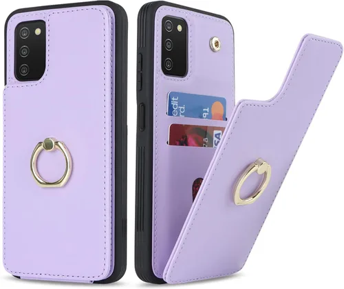 Vista 49 de Lipvina Funda para Samsung Galaxy A03s con tarjetero, Galaxy A03s Funda tipo cartera para mujer, tarjetero de crédito, soporte de anillo, fundas