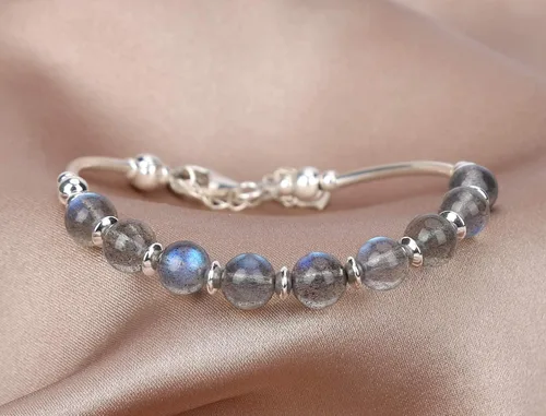 Vista 3 de Jan&Dee Manual Original Labradorite Moonstone Crystal Bracelet