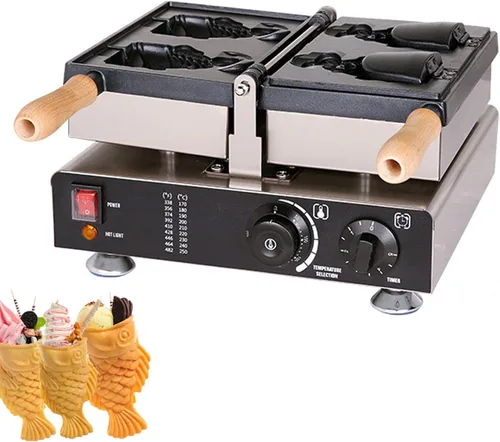Vista 11 de Taiyaki - Plancha para hacer gofres de pescado, máquina eléctrica Taiyaki, máquina para hacer gofres de mermelada o helado de uso comercial