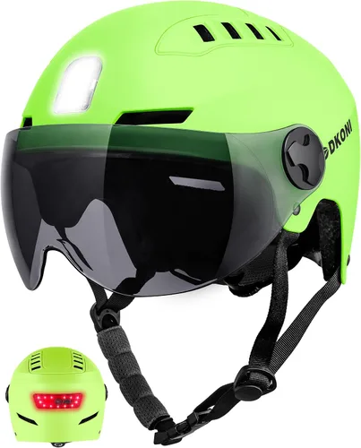 Vista 12 de Casco de bicicleta para adultos con luces delanteras y traseras Negro