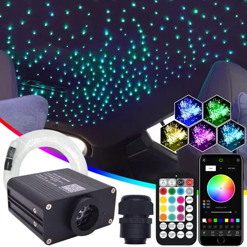 Vista 9 de Twinkle Starlight - Kit de luces LED de estrella para techo, RGBW, Bluetooth, control de aplicación, modo de música, luces de fibra óptica