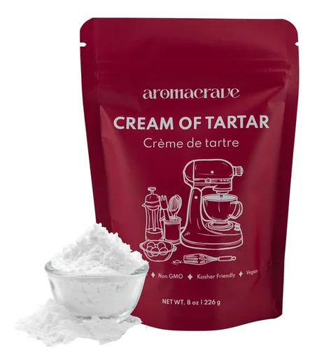 Vista 10 de AROMACRAVE Cream of Tartar Powder, High-Purity Potassium Bitartrate for Baking & Cooking, Stabilizes Egg Whites, Prevents Sugar Crystallization