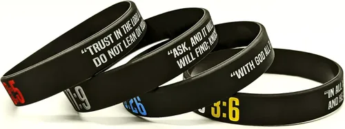 Vista 4 de Paquete de 8 pulseras de silicona con versículos bíblicos cristianos Regalos religiosos pulseras de goma para hombres y mujeres Faith Hope
