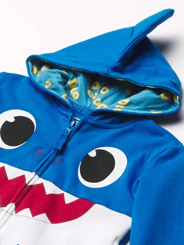 Vista 3 de Pinkfong - Sudadera con capucha con cremallera para bebé, diseño de tiburón, color azul