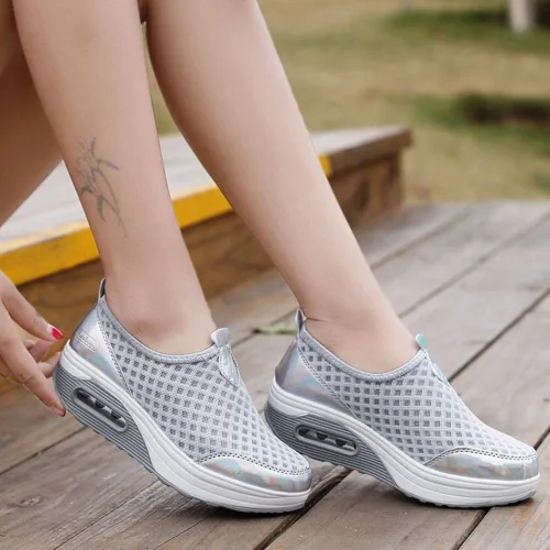 Vista 7 de L LOUBIT Women Walking Shoes Slip on Athletic Platform Mesh Tennis Breathable Wedge Sneakers