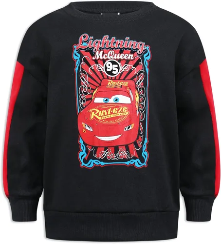 Vista 2 de Disney Cars Lightning McQueen - Conjunto de sudadera y pantalón deportivo de forro polar para niños pequeños, 2 piezas, color negro