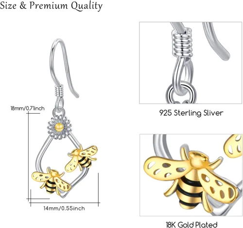 Vista 3 de Aretes colgantes para mujeres, adolescentes y niñas, aretes de plata de ley, aretes minimalistas hipoalergénicos para orejas sensibles, regalos