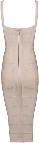 Vista 2 de Whoinshop - Vestido de fiesta de noche para mujer, con tirantes, de rayón, vestido de tubo.