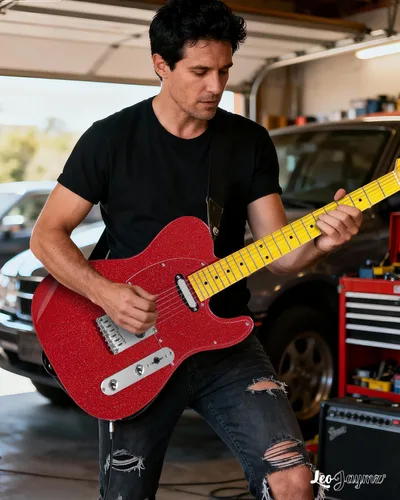 Vista 6 de Leo Jaymz Guitarra eléctrica en color brillante, cuerpo de caoba de alto brillo y cuello de arce duro, golpeador acrílico transparente de alta