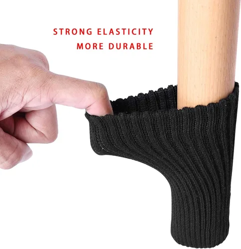 Vista 2 de 8 PCs Calcetines para Patas de Muebles - Calcetines Negros de Alta Elasticidad para Muebles, Protectores de Piso de Patas de Silla Tejidos, Juego