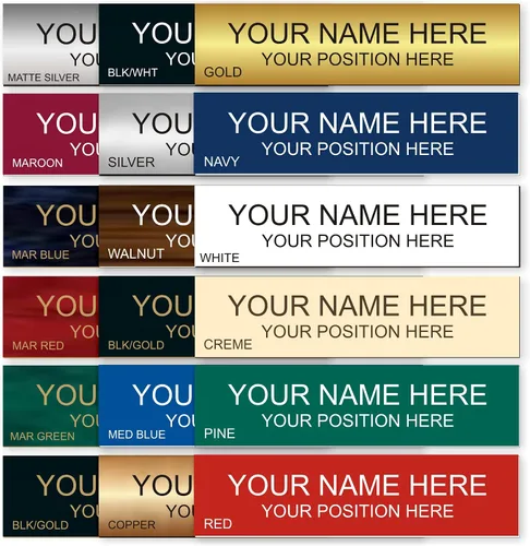 Vista 3 de Placa de identificación de oficina 2x8 - Material de señalización grabado con láser - oro o elegir - Personalizar