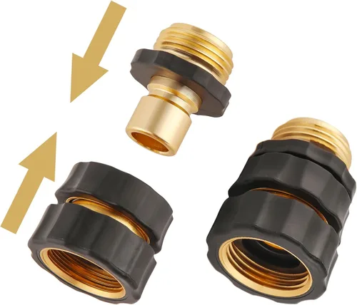 Vista 4 de Conector rápido de manguera de jardín de 3/4 pulgadas, accesorios de manguera de conexión rápida macho y hembra, juego de 2
