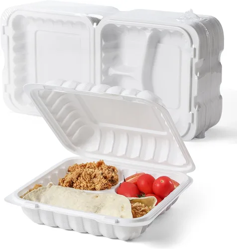 Vista 14 de YANGRUI Recipientes Desechables de 7.8" 30 oz Paquete de 65 - Envuelto en Plástico Retráctil Contenedor de Alimentos de Plástico PP Relleno