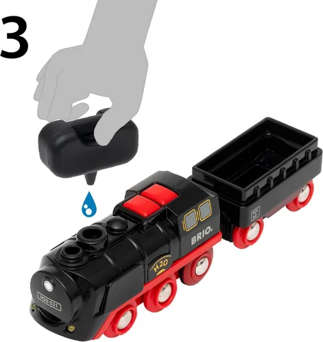 Vista 10 de BRIO World - Tren de Vapor Navideño - Tren Operado a Batería - Motor de Vapor Motorizado de 27 Piezas para Pista de Madera con Luces y Vapor Apto