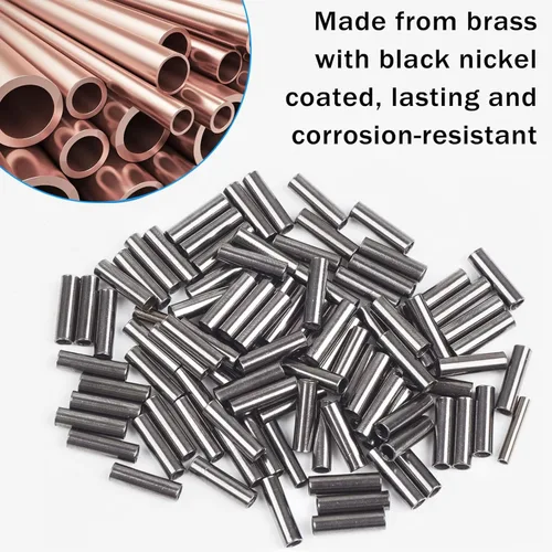 Vista 4 de 100pcs Fishing Single Barrel Crimp Sleeves, Strong Crimps Copper Wire Connectors for Rigging Fishing Leaders, Versatile Crimping Loop Sleeve