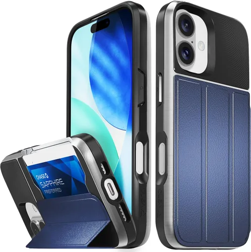 Vista 71 de VENA vCommute - Funda tipo cartera para iPhone 15, [protección contra caídas de grado militar] Funda de cuero con ranura para tarjetas con soporte