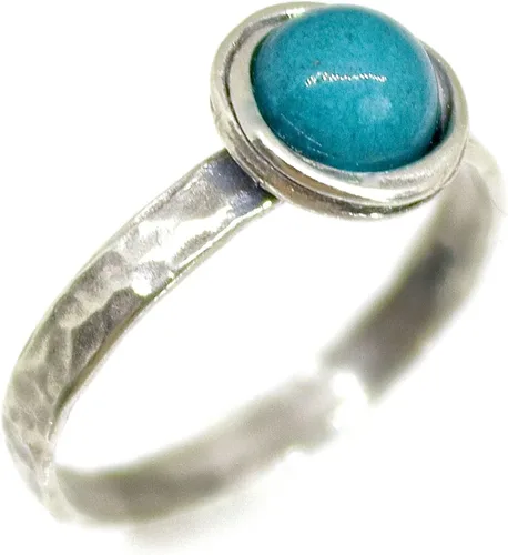 Vista 11 de Anillo de plata de ley con piedras preciosas para mujer, anillo apilable de piedra martillada, anillo de piedra natal