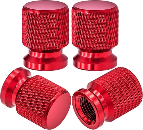 Vista 65 de 4 piezas de tapas de válvula de neumático con estilo púas, cubiertas de válvula de neumático universales de aleación de aluminio a prueba de polvo