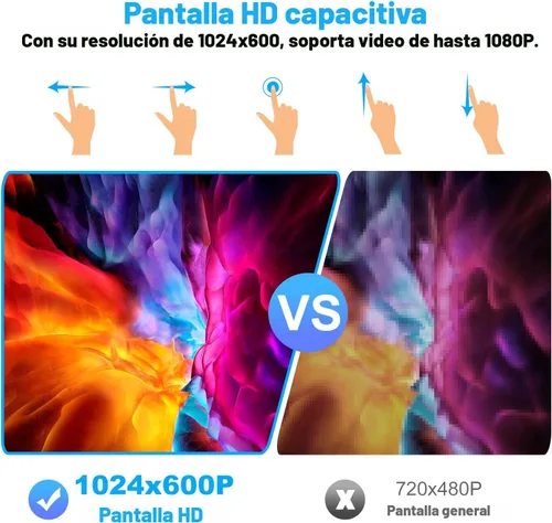 Vista 7 de Estéreo de auto doble DIN con cámara de salpicadero, control de voz Carplay, Android Auto, controles del volante, pantalla táctil HD de 7 pulgadas