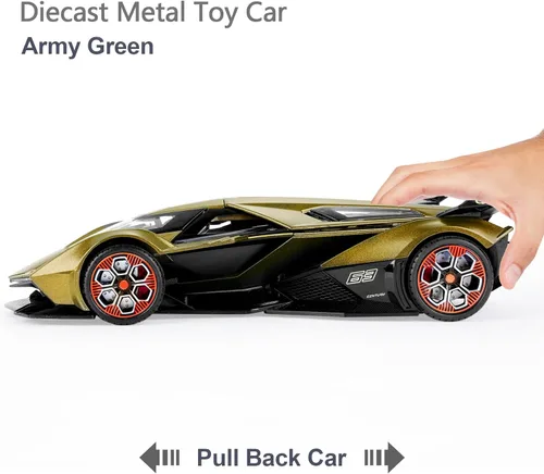 Vista 3 de SASBSC Autos de juguete para niños de 4-7 8-12 años V12 Coche de carreras de juguete con luz y sonido 1:22 Coches modelo de metal fundido a presión