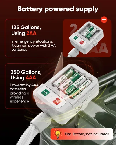 Vista 3 de Saker Bomba de transferencia de combustible alimentada por batería, bomba de combustible portátil automática con parada automática, manguera extra