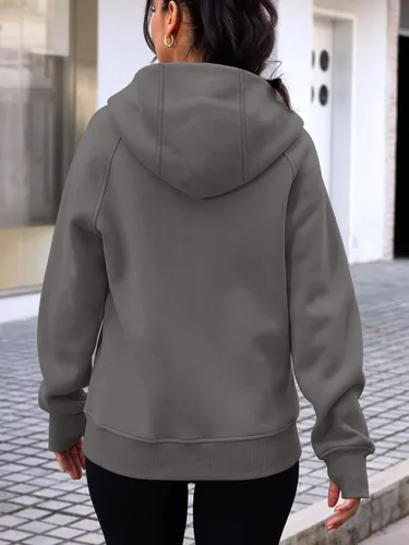 Vista 28 de Trendy Queen Sudaderas con capucha y cremallera para mujer, chaquetas de vellón, talla extragrande, moda de otoño e invierno