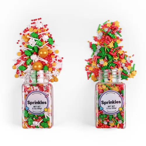 Vista 20 de Chispas comestibles de Navidad para hornear, chispas de Navidad, chispas de nonpareils, chispas rojas y verdes para galletas, magdalenas, fresas