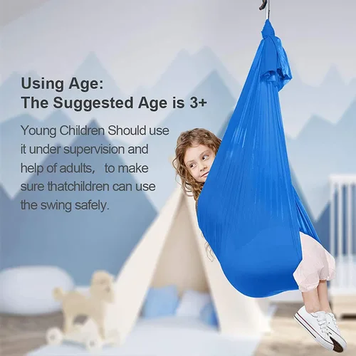 Vista 2 de Columpio sensorial para adultos, columpio de terapia para niños, hamaca elástica para niños, columpio sensorial para interiores y exteriores, silla