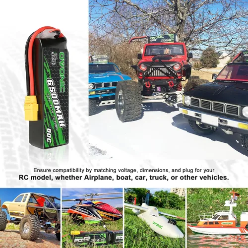 Vista 5 de OVONIC Lipo Batería 80C 6500mah 3S 11.1V Hardcase con XT90 Plug para Arrma Rc batería de coche