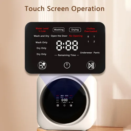 Vista 4 de Lavadora automática completa, máquina de lavandería de pared de 3.5 L, con pantalla LED, descarga de drenaje/4 modos, secadora portátil para 110 V