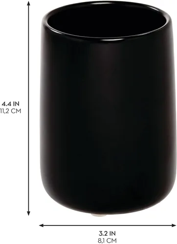 Vista 3 de iDesign Vaso de baño de cerámica para encimera o tocador, juego de 2 unidades, color negro mate