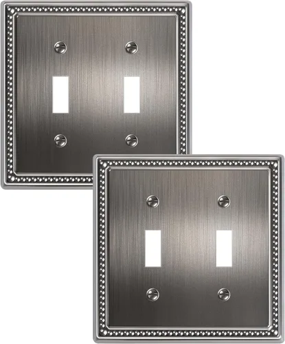 Vista 109 de Paquete de 2 cubiertas de placa de interruptor de luz de doble palanca, cubiertas decorativas de placa de doble interruptor Pearls, placa de pared