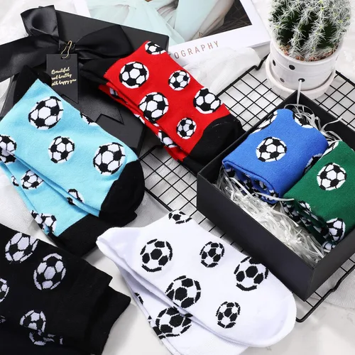 Vista 4 de 6 pares de calcetines de voleibol para hombre, divertidos calcetines deportivos para amantes del voleibol de fútbol, regalo para mujeres, correr