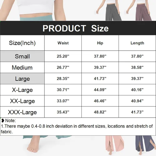Vista 5 de Pantalones de pierna ancha con abertura y vuelo para mujer, pantalones de yoga de cintura alta, pantalones de pilates hippie, estilo bohemio, playa