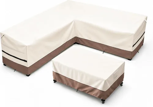 Vista 26 de okcool Funda modular para exteriores, fundas para muebles de patio en forma de L para muebles seccionales de 6 plazas, 85 pulgadas de largo x 32