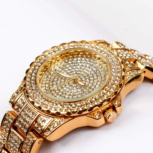 Vista 7 de Smalody Round Luxury Women Watch Crystal Rhinestone Diamond Watches Stainless Steel Wristwatch Iced Out Watch with Japan Quartz Movement for Women