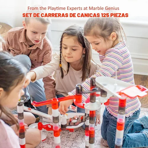 Vista 10 de Marble Genius Juego de carreras de Marble Run: 125 piezas Marble Run Racing Set Juguetes para niños, Bloques de construcción de torre de laberinto