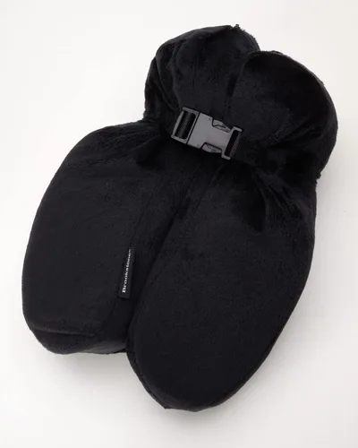 Vista 6 de Brookstone Almohada de viaje de espuma viscoelástica 2 en 1, acogedora almohada de apoyo suave en forma de U para viajes, color negro Compact