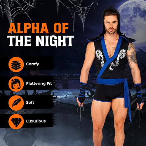 Vista 2 de Roma Costume Men's Roma's 3pc Ninja Warrior Costume
