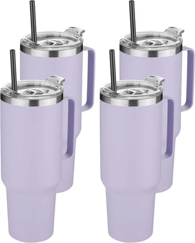 Vista 36 de Hasle Outfitters - Vaso de acero inoxidable de 40 onzas con asa, juego de vasos térmicos aislados al vacío, taza de viaje reutilizable de doble