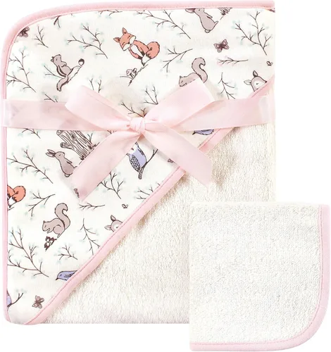 Vista 24 de Hudson Baby Toalla y toallita unisex con capucha de algodón para bebé, Woodland, talla única Bosque