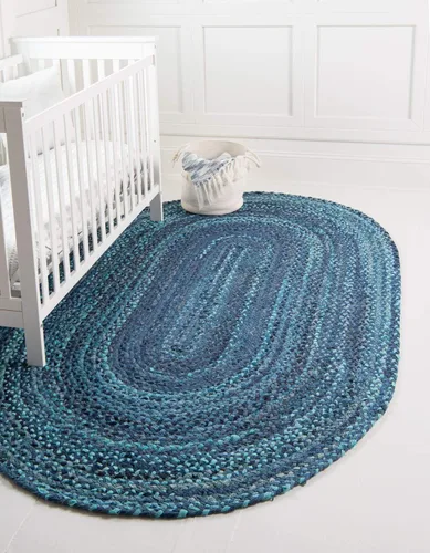 Vista 13 de Unique Loom Colección Trenzada Chindi - Alfombra de área (1 pie 2 pulgadas x 6 pies 1 pulgada, pasillo, multi/azul)