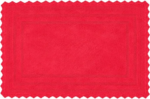 Vista 55 de Royal Blaze Tapete de baño de algodón rojo, reversible, pequeño ovalado de 18 x 26 pulgadas, lavable y decorativo