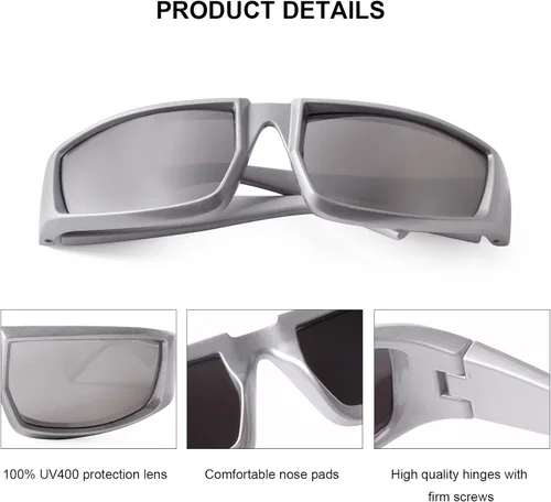 Vista 6 de Gafas de sol envolventes para hombres y mujeres, gafas de sol futuristas Y2K, gafas de sol deportivas, gafas de sol UV400, gafas plateadas