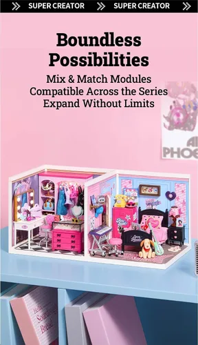 Vista 6 de Rolife Super Creator - Kit de casa de plástico en miniatura, juego de construcción de modelos de micro ladrillos para adultos, juguetes
