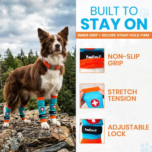 Vista 6 de PawFlex Comfy Paws - Leggings protectores antideslizantes de algodón para perros Funda médica para mascotas para patas de perros con agarre