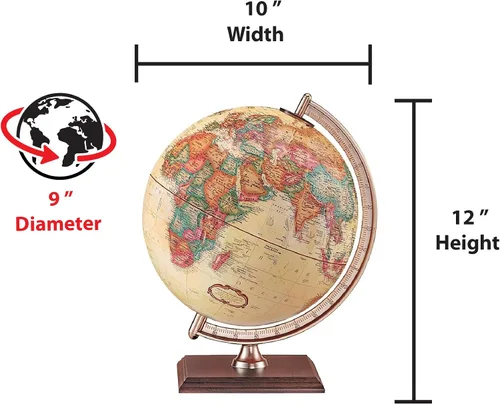 Vista 2 de Replogle Globes Forester Globe, océano antiguo, 9 pulgadas de diámetro, pequeño, multicolor