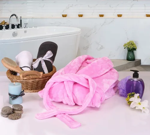 Vista 7 de NY Threads - Bata de baño en material de polar bata para spa de felpa suave con cuello chal para mujer