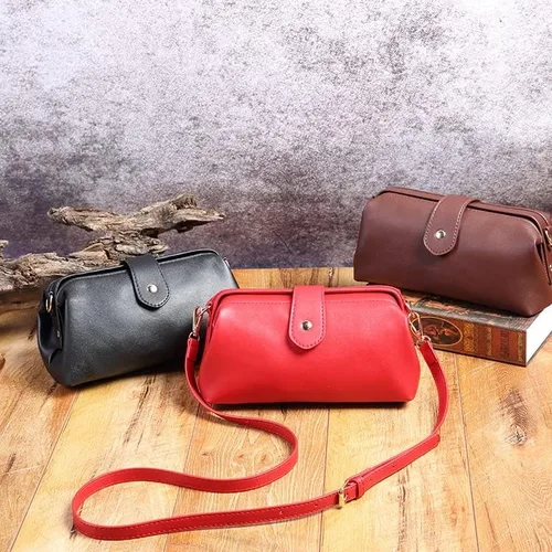 Vista 6 de Langrents - Bolso cruzado de cuero retro hecho a mano para mujer