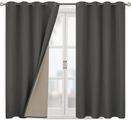 Vista 14 de BGment - Cortinas opacas al 100 % con forro para el dormitorio, cortinas con ojales, con textura de lino, de aislamiento térmico, para la sala